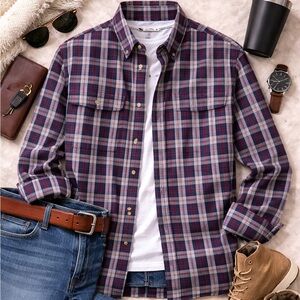 Carhartt Relaxed Fit Plaid Button Down Shirt M 100% Cotton Workwear